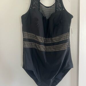 Cacique Swimwear Black Bandeau Bra with Supportive Underwire